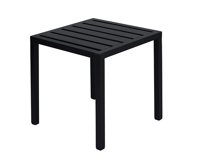 17006-1 - Mesa de Centro 40x40cm Alumínio Preto Tampo Alumínio Ripado